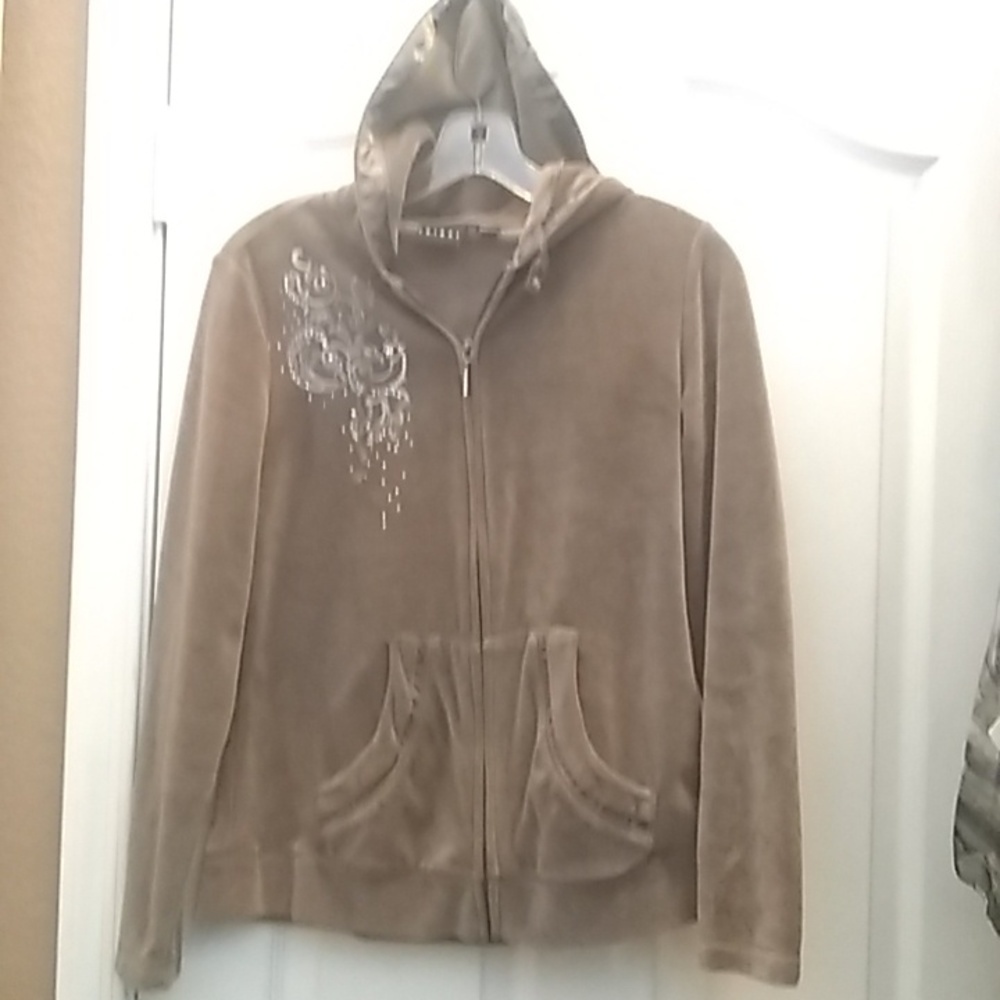 FINAL MARKDOWN Tribal zip front velour hoodie medium